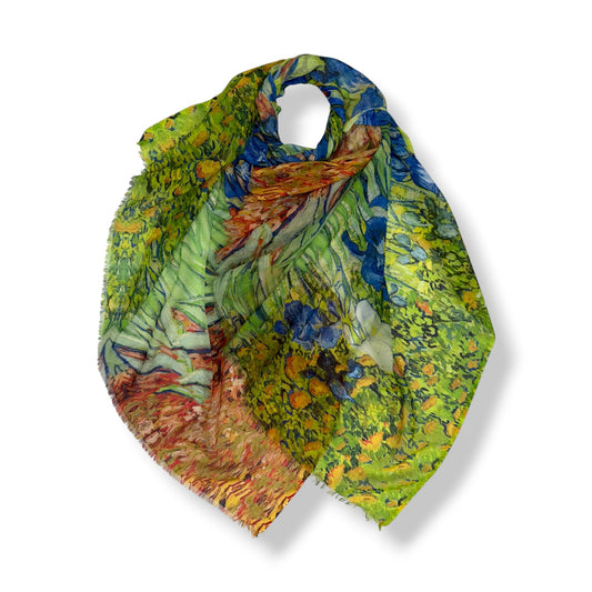Impressionist Floral Landscape Print Scarf