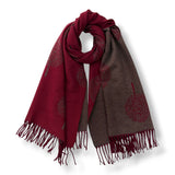 Tree of life print winter scarf on cashmere mix with tassels