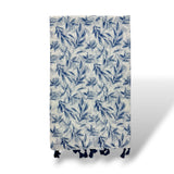 Blue Leaf Print Scarf with Tassels