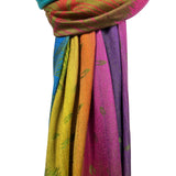 Pashmina With Tassels - Rainbow Feather Print