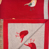 Robin Embroidered Print Winter Scarf on Reversible Cashmere Blend