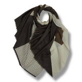 Monochrome Stripe Wool Blend Scarf medium weight