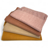 Cashmere Mix Plain Winter Scarf With Tassels