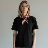 Striped triangle knitted wool scarf