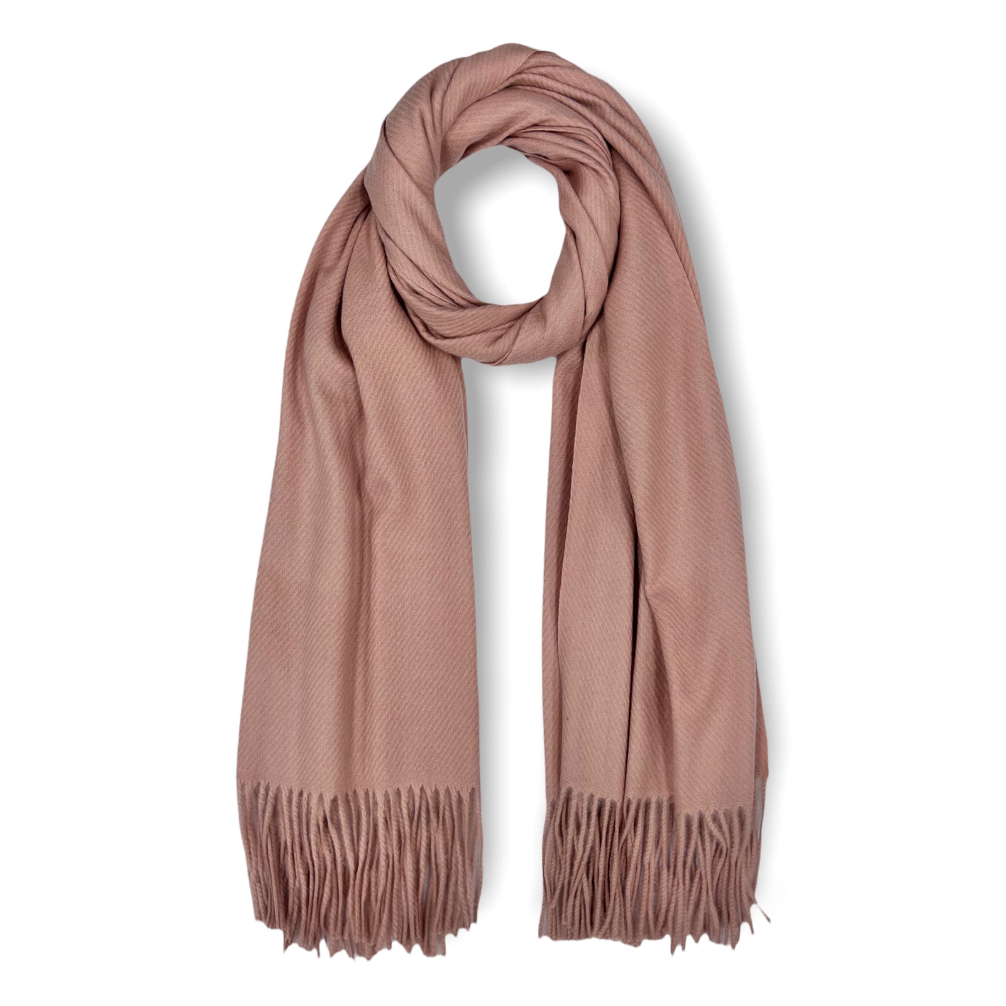 Plain Ribbed Cashmere Mix Winter Scarf With Tassels