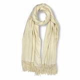 Plain Ribbed Cashmere Mix Winter Scarf With Tassels