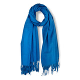 Plain Ribbed Cashmere Mix Winter Scarf With Tassels