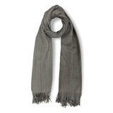 Plain Ribbed Cashmere Mix Winter Scarf With Tassels
