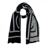 Geometric reversible cashmere mix winter scarf