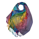 Pashmina With Tassels - Rainbow Feather Print