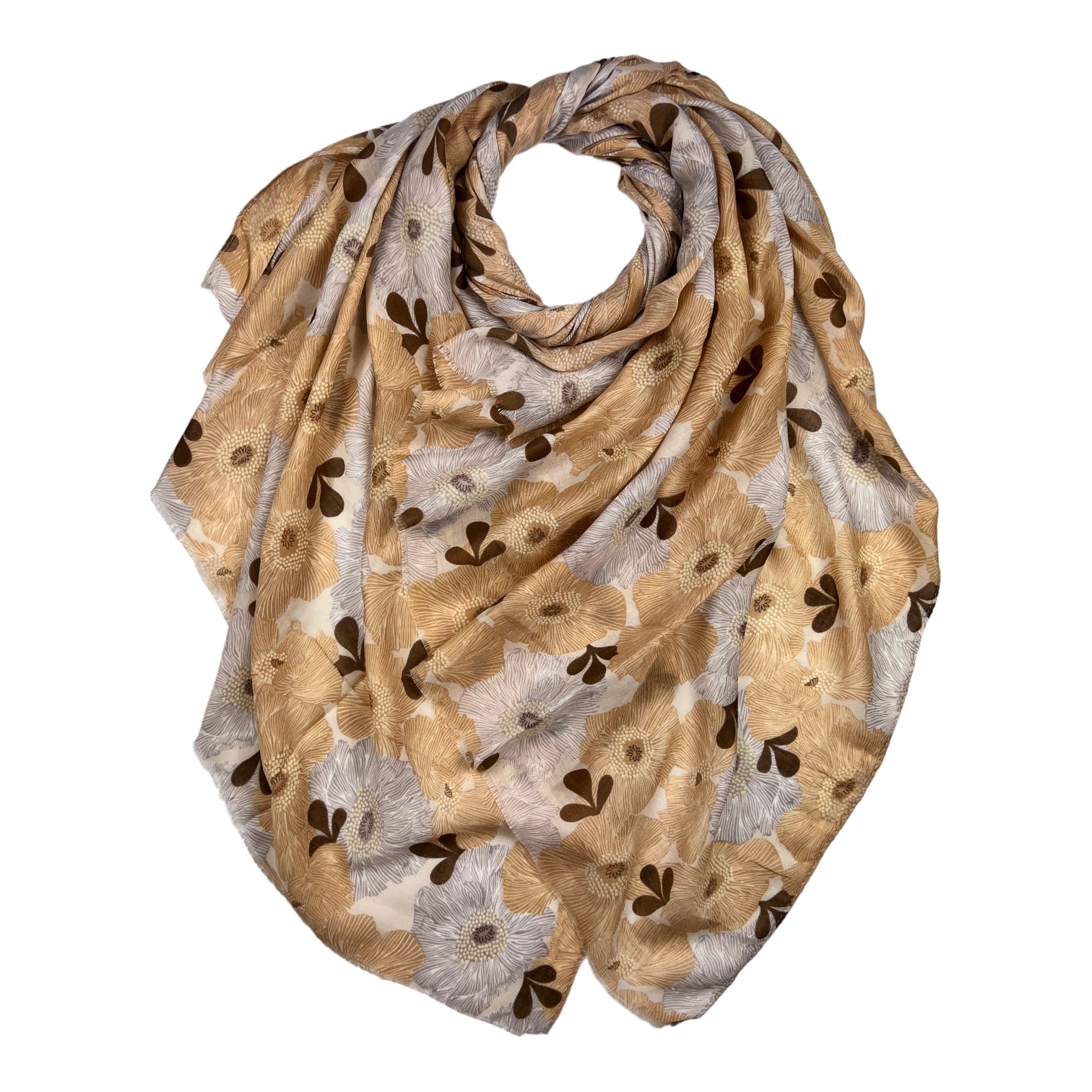 Printed Calendula Flower Pattern Scarf