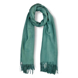 Plain Ribbed Cashmere Mix Winter Scarf With Tassels