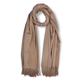 Plain Ribbed Cashmere Mix Winter Scarf With Tassels