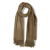 Plain Ribbed Cashmere Mix Winter Scarf With Tassels