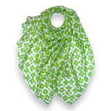 Clover print scarf finished with fringes