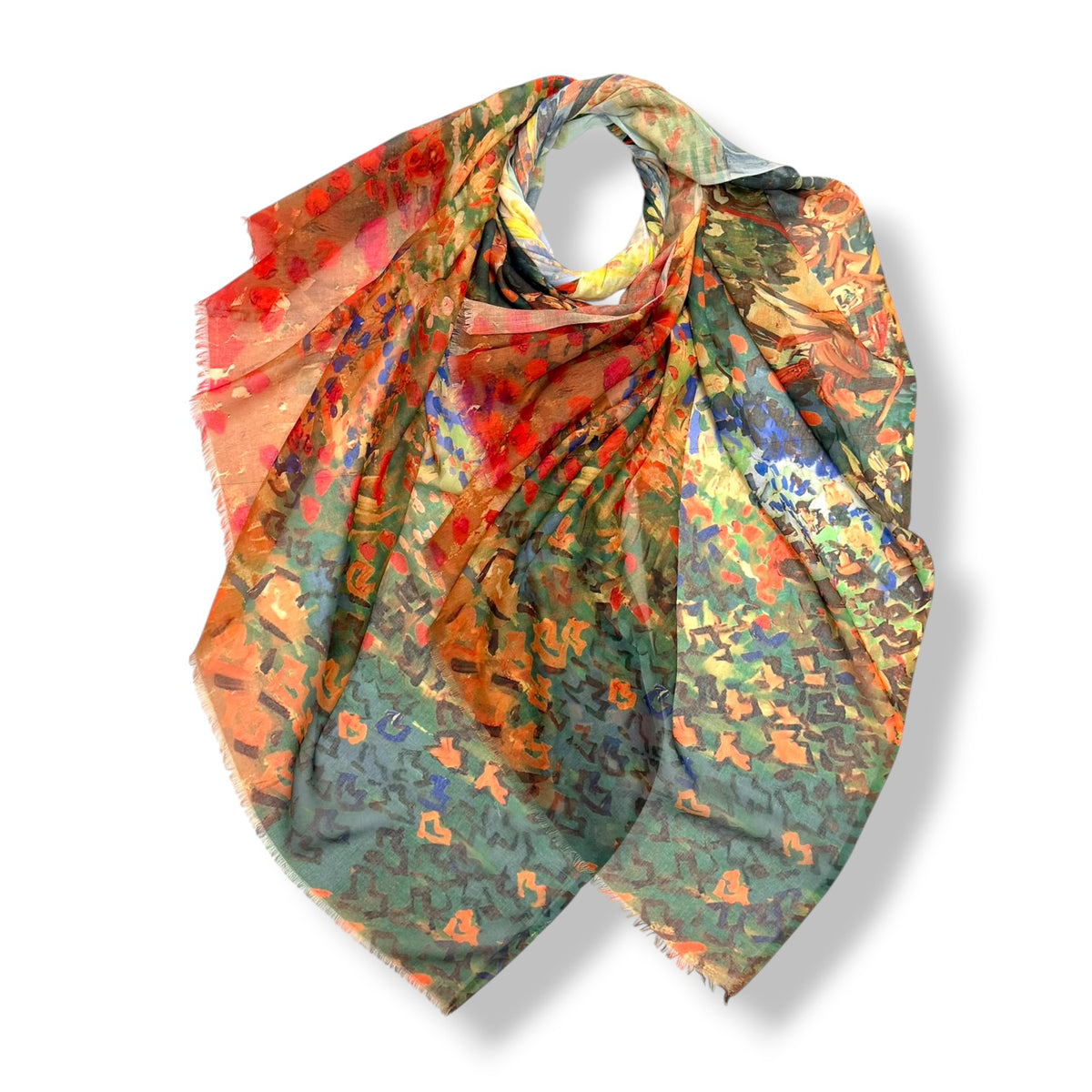 Impressionist Garden Bloom Print Scarf