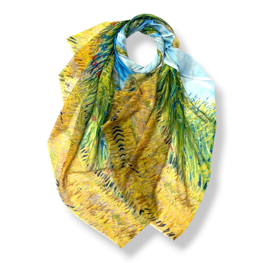 Golden Field Impressionist Print Scarf