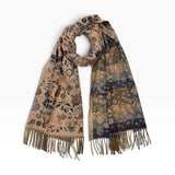 Patchwork Floral Paisley Scarf with Tassel Fringe