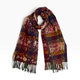 Patchwork Floral Paisley Scarf with Tassel Fringe