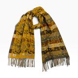 Patchwork Floral Paisley Scarf with Tassel Fringe
