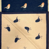 Robin Embroidered Print Winter Scarf on Reversible Cashmere Blend