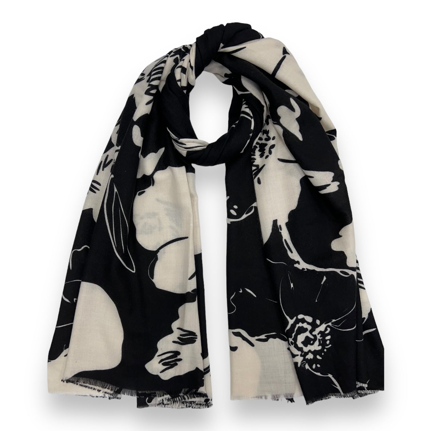 Flower sketch print of medium weight scarf