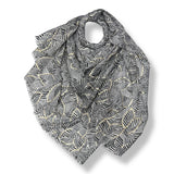 Summer Monochrome Leaf Print Scarf