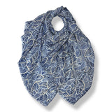 Summer Monochrome Leaf Print Scarf