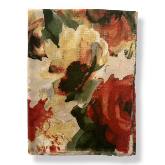 Autumn Bloom Watercolour Floral Scarf