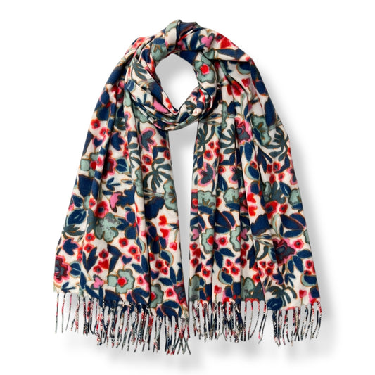 Winter Garden Floral Tassel Scarf