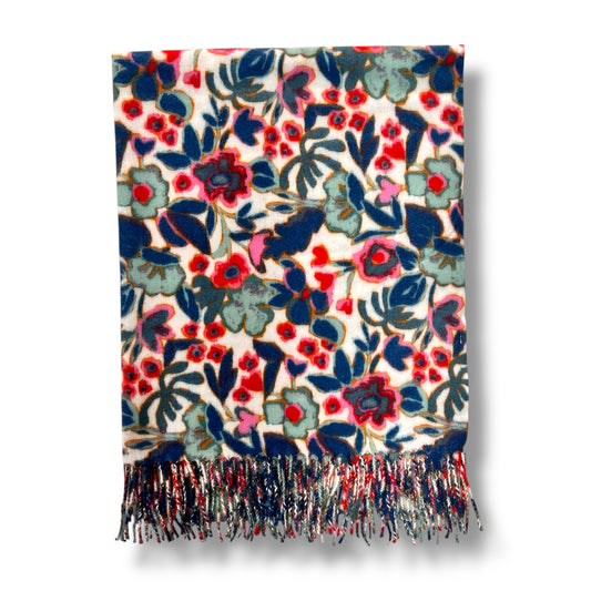 Winter Garden Floral Tassel Scarf