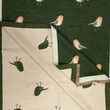 Robin Embroidered Print Winter Scarf on Reversible Cashmere Blend