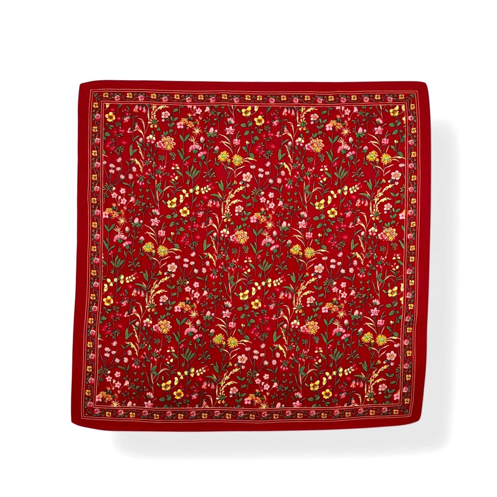 Vintage Meadow Floral Border Scarf