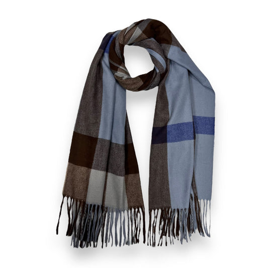 Classic check winter scarf finished with tassels