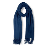 Plain Ribbed Cashmere Mix  Winter Scarf With Tassels