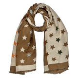 Multi Colourful Revisable Stars Winter Scarves with Fringes