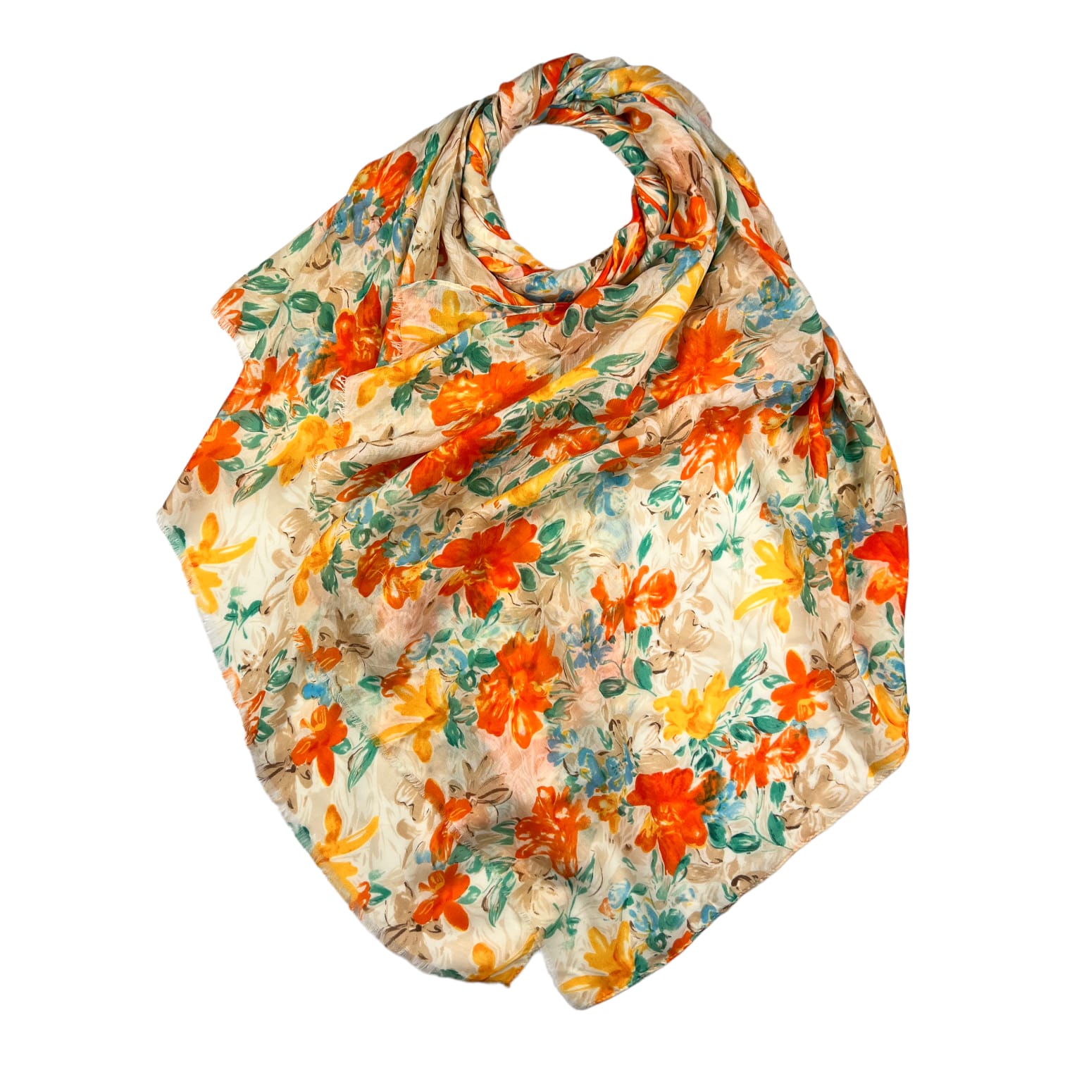 Printed Wild Lily Flower Pattern On Medium Lightweight Scarf