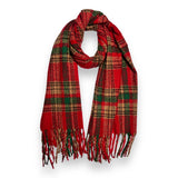 Tartan Woven Winter Scarf with Tassels