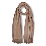 Plain Ribbed Cashmere Mix  Winter Scarf With Tassels