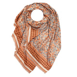 Printed Little Leaves Pattern Large Scarf In Coral